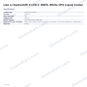 Lian Li Hydroshift II LCD-C 360TL White CPU Liquid Cooler