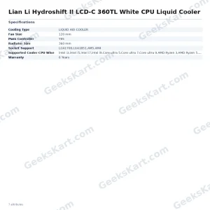 Lian Li Hydroshift II LCD-C 360TL White CPU Liquid Cooler