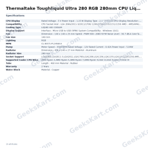 Thermaltake Toughliquid Ultra 280 RGB 280mm CPU Liquid Cooler