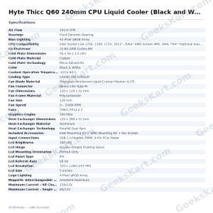 Hyte Thicc Q60 240mm CPU Liquid Cooler (Black and White)