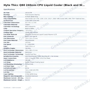 Hyte Thicc Q60 240mm CPU Liquid Cooler (Black and White)
