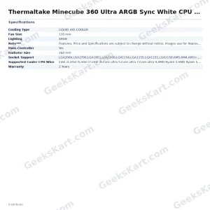 Thermaltake Minecube 360 Ultra ARGB Sync White CPU Liquid Cooler