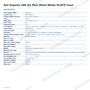 Ant Esports 200 Air Mini Mesh White M-ATX Case