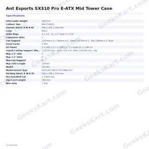 Ant Esports SX310 Pro E-ATX Mid Tower Case