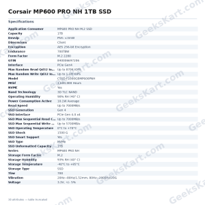 Corsair MP600 PRO NH 1TB SSD