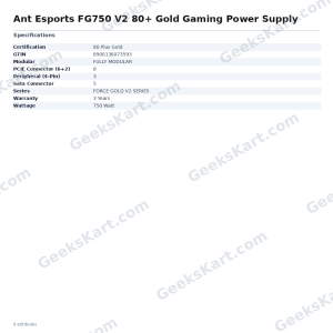 Ant Esports FG750 V2 80+ Gold Gaming Power Supply