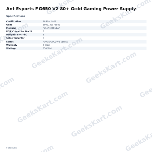 Ant Esports FG650 V2 80+ Gold Gaming Power Supply