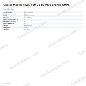 Cooler Master MWE 450 V2 80 Plus Bronze SMPS