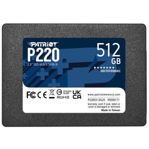 Generic Patriot 512 GB P220 2.5" SATA III Read Speed 550MB/s Internal (SSD) Solid State Drive, 5 Year Warranty