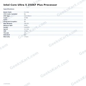 Intel Core Ultra 5 250KF Plus Processor