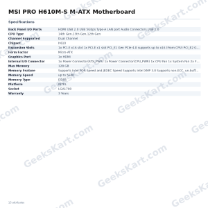 MSI PRO H610M-S M-ATX Motherboard