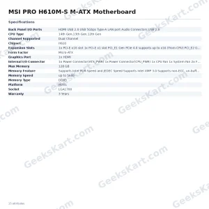 MSI PRO H610M-S M-ATX Motherboard