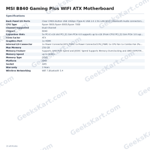 MSI B840 Gaming Plus WIFI ATX Motherboard