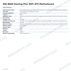 MSI B840 Gaming Plus WIFI ATX Motherboard