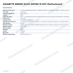 GIGABYTE B860M DS3H WIFI6E M-ATX Motherboard