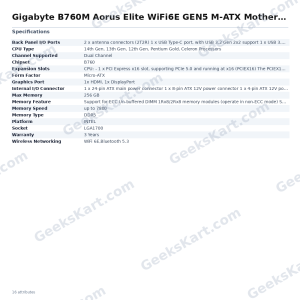 Gigabyte B760M Aorus Elite WiFi6E GEN5 M-ATX Motherboard