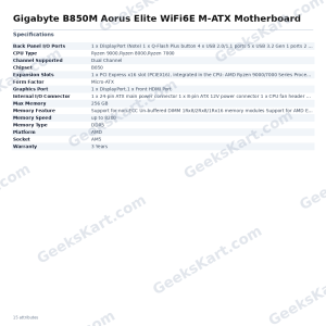 Gigabyte B850M Aorus Elite WiFi6E M-ATX Motherboard