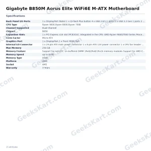 Gigabyte B850M Aorus Elite WiFi6E M-ATX Motherboard
