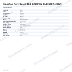 Kingston Fury Beast 8GB 3200MHz CL16 DDR4 RAM