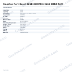 Kingston Fury Beast 32GB 3200MHz CL16 DDR4 RAM