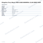 Kingston Fury Beast RGB 32GB 6000MHz CL36 DDR5 RAM