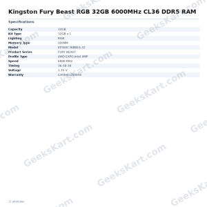 Kingston Fury Beast RGB 32GB 6000MHz CL36 DDR5 RAM