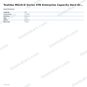 Toshiba MG10-D Series 4TB Enterprise Capacity Hard Drive