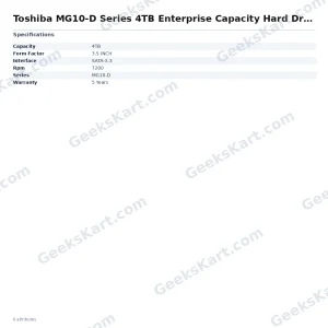Toshiba MG10-D Series 4TB Enterprise Capacity Hard Drive