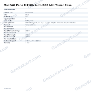 Msi PAG Pano M110A Auto RGB Mid Tower Case