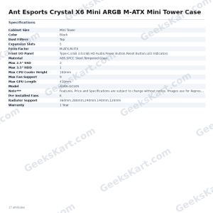 Ant Esports Crystal X6 Mini ARGB M-ATX Mini Tower Case