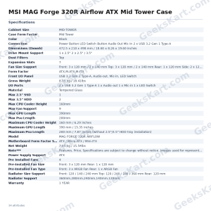 MSI MAG Forge 320R Airflow ATX Mid Tower Case – 4 ARGB Fans & 360 mm Radiator Support