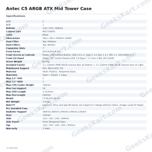 Antec C5 ARGB ATX Mid Tower Case – 270° Tempered Glass & Dual Chamber Cooling