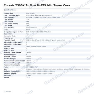 Corsair 2500X Dual Chamber mATX Mini Tower Case (CC-9011265-WW)