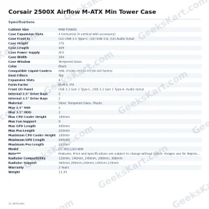 Corsair 2500X Dual Chamber mATX Mini Tower Case (CC-9011265-WW)