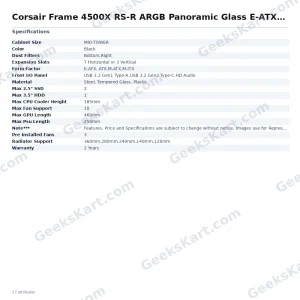 Corsair Frame 4500X RS-R ARGB Panoramic Glass E-ATX Mid Tower Case