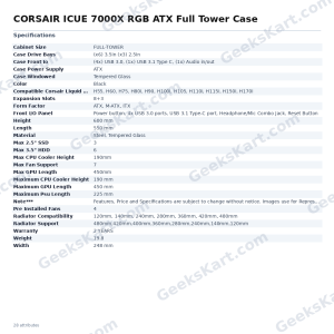 Corsair iCUE 7000X RGB ATX Full Tower Case (Black) – CC-9011226-WW
