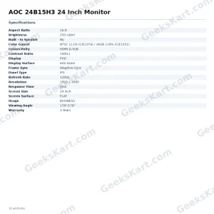 AOC 24B15H3 24-Inch Full HD IPS Monitor – 120Hz, Adaptive-Sync