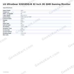 LG UltraGear 32GS85Q-B 32-Inch 2K QHD 180Hz Nano IPS Gaming Monitor