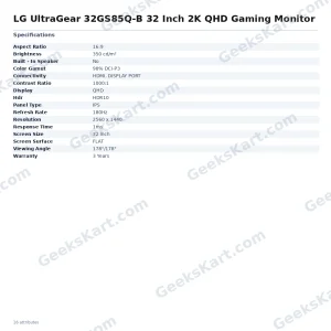 LG UltraGear 32GS85Q-B 32-Inch 2K QHD 180Hz Nano IPS Gaming Monitor