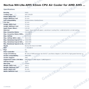 Noctua NH-L9a-AM5 Low-Profile 92mm CPU Air Cooler for AMD AM5