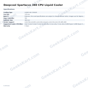 DEEPCOOL Spartacus 360 360mm AIO CPU Liquid Cooler with 3.4" LCD Display