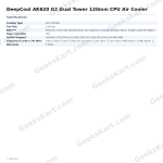 DeepCool AK620 G2 Dual Tower 120mm CPU Air Cooler with 6 Copper Heat Pipes