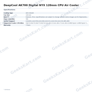 DeepCool AK700 Digital NYX 120mm Single-Tower CPU Air Cooler
