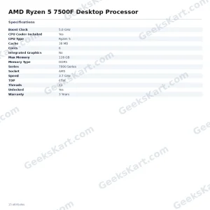 AMD Ryzen 5 7500F Desktop Processor