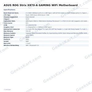 ASUS ROG Strix X870-A Gaming WiFi Motherboard (AM5, DDR5, ATX)