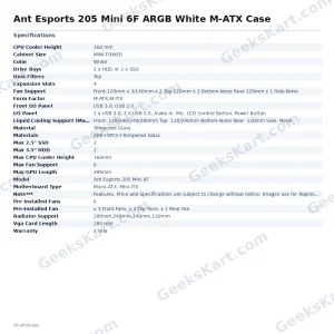 Ant Esports 205 Mini 6F ARGB White Micro-ATX Mini Tower Case