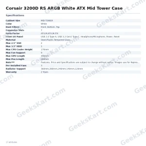 Corsair 3200D RS ARGB White ATX Mid Tower Case – ARGB Airflow Build