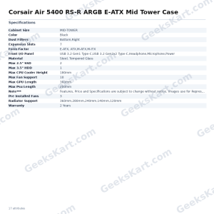 Corsair Air 5400 RS-R ARGB E-ATX Mid Tower Case – Triple Chamber Cooling
