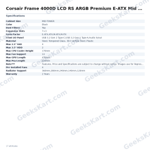 Corsair Frame 4000D LCD RS ARGB Premium E-ATX Mid-Tower PC Case