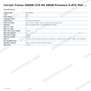 Corsair Frame 4000D LCD RS ARGB Premium E-ATX Mid-Tower PC Case